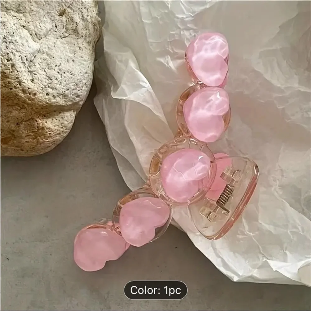 pink love heart acrylic hair clip
